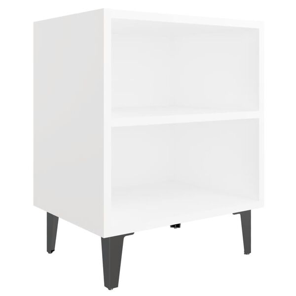 vidaXL Mesa de cabeceira com pernas em metal 40x30x50 cm branco