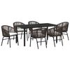 vidaXL Conjunto de Jantar para Jardim 7 unid. Castanho