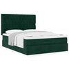 vidaXL Estrutura cama otomana colch&otilde;es 140x190 cm veludo verde escuro
