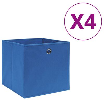 vidaXL Caixas arrumação 4 pcs 28x28x28 cm tecido-não-tecido azul