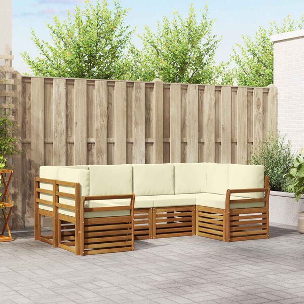 vidaXL Conjuntos de sof&aacute;s com almofada 6 pcs Natural e Creme