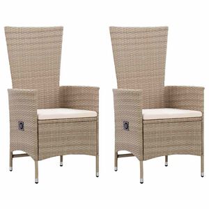 vidaXL Cadeiras de exterior 2 pcs com almofad&otilde;es vime PE bege