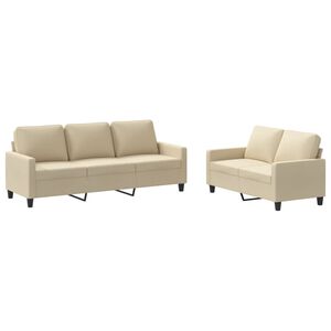 vidaXL 2 pcs conjunto de sof&aacute;s com almofad&otilde;es tecido cor creme