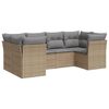 vidaXL 6 pcs conjunto de sof&aacute;s p/ jardim com almofad&otilde;es vime PE bege