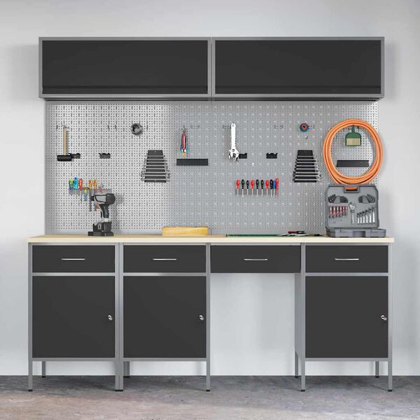 vidaXL Conjunto de Arm&aacute;rios de Trabalho com gaveta Manual 10 pcs Preto