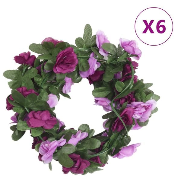 vidaXL Grinaldas de flores 6 pcs 250 cm roxo claro