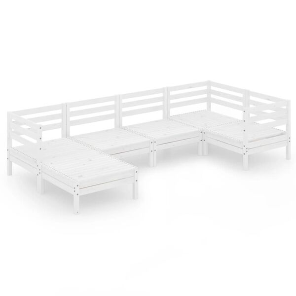 vidaXL 6 pcs conjunto lounge de jardim pinho maci&ccedil;o branco