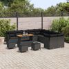 vidaXL Conjunto de Sof&aacute; de Jardim 14 pcs Preto vime PE