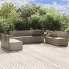 vidaXL 8 pcs conjunto lounge de jardim c/ almofadões vime PE cinzento