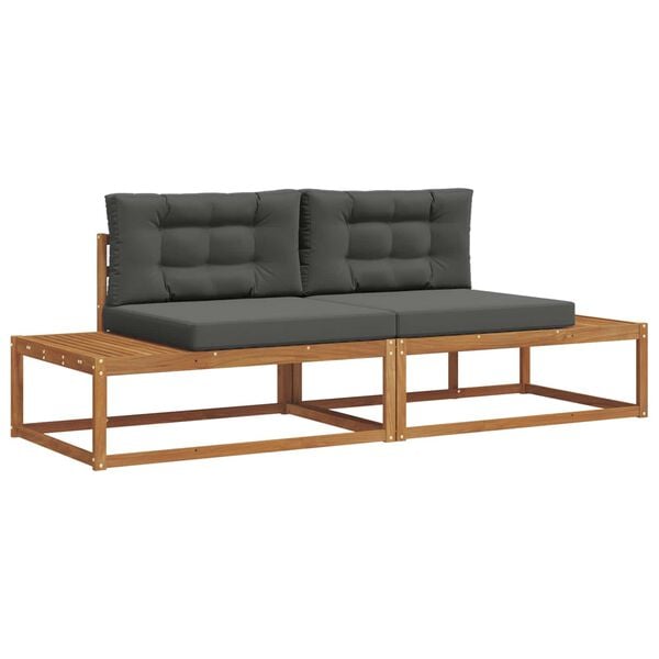 vidaXL Conjunto de Sof&aacute;s para Exterior 2 Pe&ccedil;a Natural e Antracite