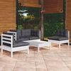 vidaXL 5 pcs conjunto lounge de jardim c/ almofad&otilde;es pinho maci&ccedil;o