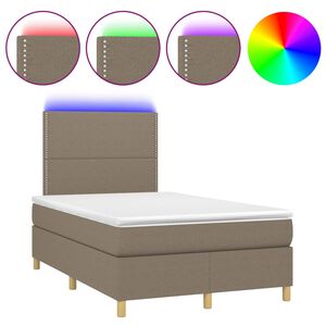 vidaXL Cama box spring colch&atilde;o/LED 120x200cm tecido cinza-acastanhado