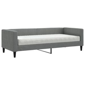 vidaXL Sof&aacute;-cama com colch&atilde;o 80x200 cm tecido cinzento-escuro