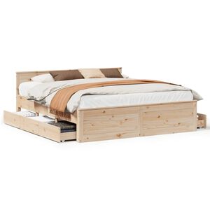 vidaXL Cama sem colch&atilde;o com cabeceira 200x200 cm madeira pinho maci&ccedil;a