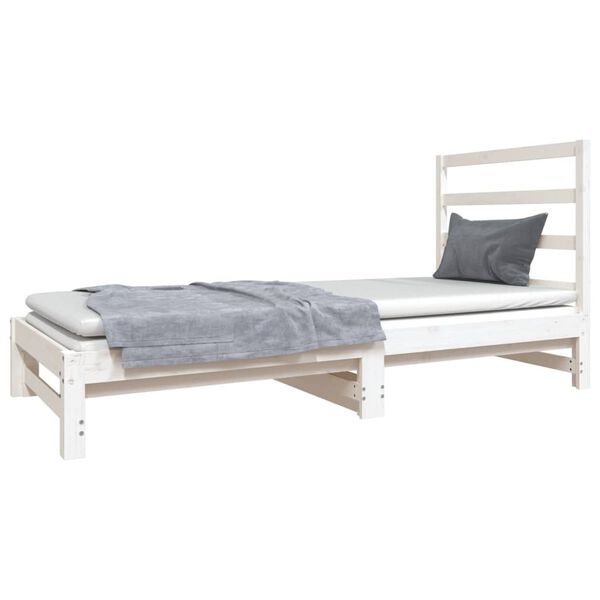 vidaXL Estrutura sof&aacute;-cama de puxar 2x(90x190) cm pinho maci&ccedil;o branco