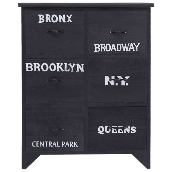 vidaXL Armário com 6 gavetas 60x30x75 cm madeira de paulownia preto