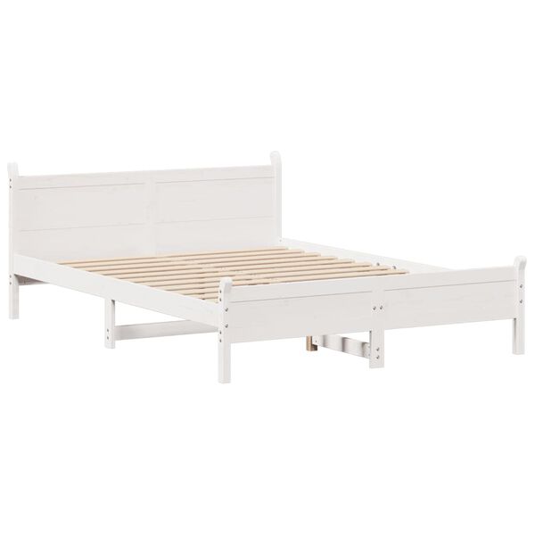 vidaXL Cama sem colch&atilde;o 140x190 cm madeira de pinho maci&ccedil;a branco