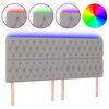 vidaXL Cabeceira cama c/ luzes LED tecido 180x7x118/128cm cinza-claro