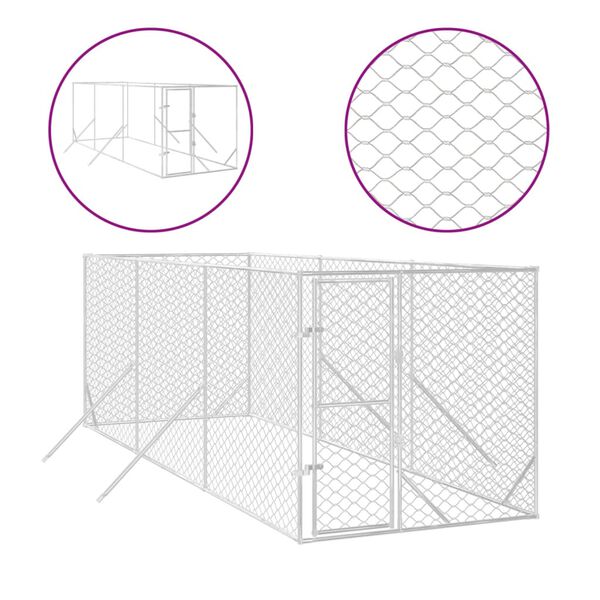 vidaXL Canil de exterior 2x6x2 m a&ccedil;o galvanizado prateado