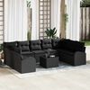 vidaXL Conjunto de Sof&aacute;s 10 pcs Preto Rattan de Polipropileno
