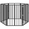 vidaXL Port&atilde;o para Cachorros 6 pcs Preto 60 x 80 cm A&ccedil;o Galvanizado