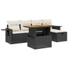 vidaXL 6 pcs conjunto sof&aacute;s de jardim c/ almofad&otilde;es vime PE preto