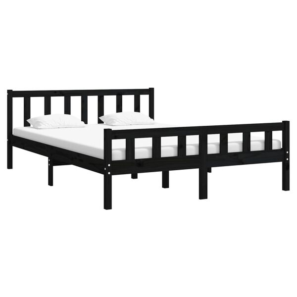vidaXL Estrutura de cama 120x200 cm madeira maciça preto