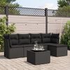 vidaXL 6 pcs conjunto sof&aacute;s de jardim c/ almofad&otilde;es vime PE preto
