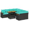 vidaXL 9 pcs conjunto de sof&aacute;s p/ jardim c/ almofad&otilde;es vime PE preto