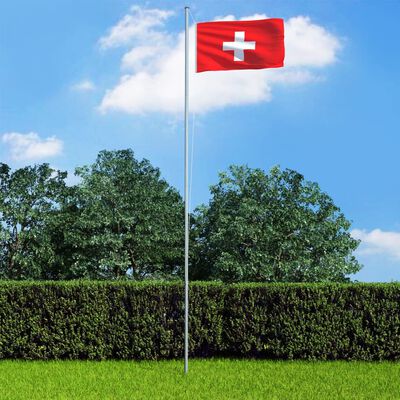 vidaXL Bandeira da Suíça com mastro de alumínio 4 m