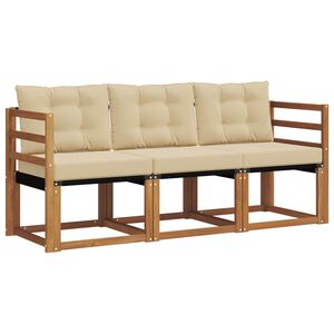 vidaXL Conjunto de Sof&aacute;s para Exterior 3 pcs Natural e Bege