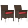 vidaXL Cadeiras de jardim com almofad&otilde;es 2 pcs vime PE castanho