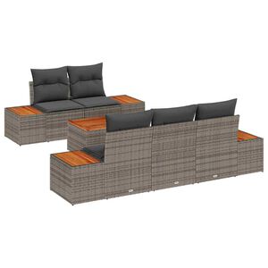 vidaXL Conjunto de Sof&aacute; de Jardim 6 pcs Cinzeto Rattan Sint&eacute;tico
