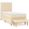 vidaXL Cama com molas/colch&atilde;o 90x190 cm tecido cor creme