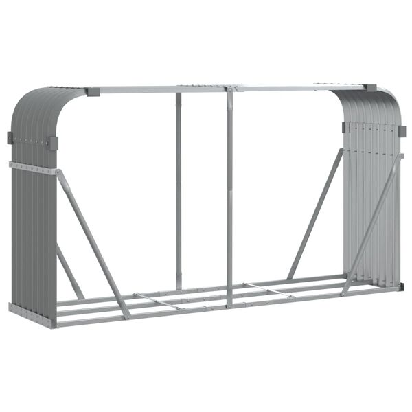 vidaXL Suporte de lenha 180x45x100 cm a&ccedil;o galvanizado cinza-claro
