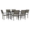 vidaXL 7 pcs conjunto de jantar para jardim a&ccedil;o e textilene preto