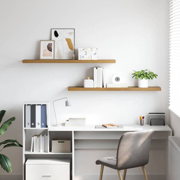 vidaXL Prateleira de Parede 2 pcs Castanho 120 x 23,5 x 4 cm