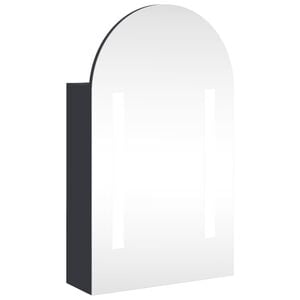 vidaXL Arm&aacute;rio espelhado arqueado p/ casa de banho c/ luz LED cinzento