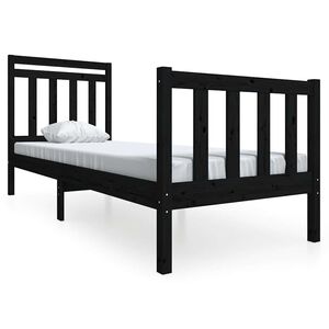 vidaXL Estrutura cama pequena solteiro 75x190 cm madeira maci&ccedil;a preto