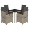 vidaXL 5 pcs conjunto de jantar p/ jardim c/ almofad&otilde;es vime PE cinza
