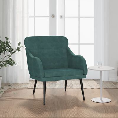 vidaXL Cadeira c/ apoio de braços 63x76x80 cm veludo verde-escuro