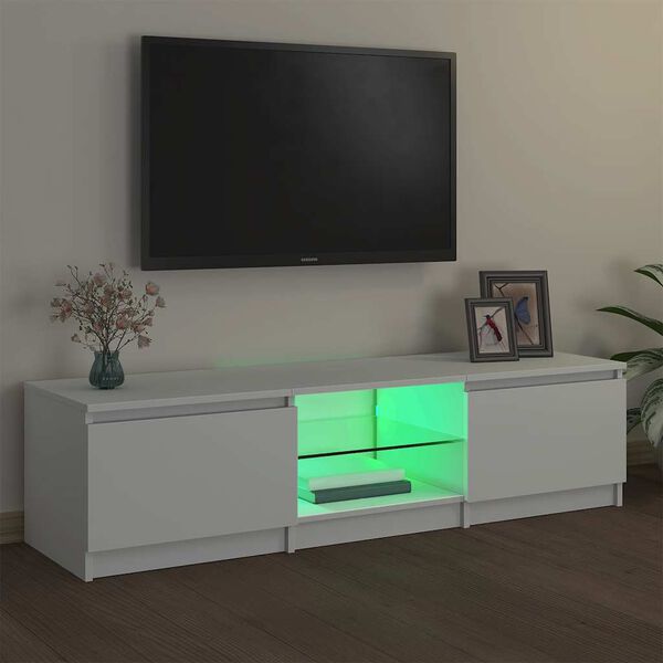 vidaXL M&oacute;vel de TV com luzes LED 140x40x36 cm branco