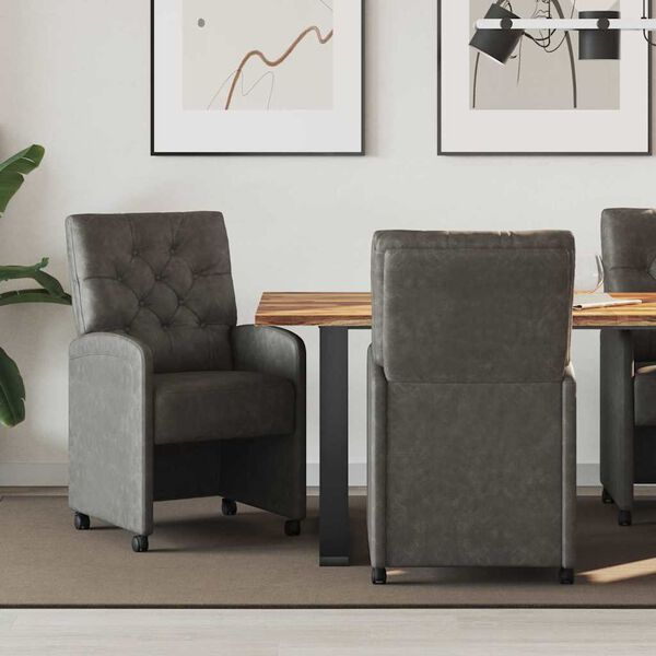 vidaXL Cadeiras de Jantar com Rodas 2 pcs Preto 58 x 67 x 97 cm