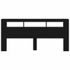 vidaXL Cabeceira LED Carvalho Preto 220 x 18,5 x 103,5 cm