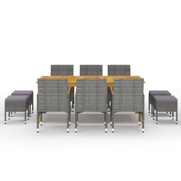 vidaXL 11 pcs conjunto de jantar para jardim cinzento