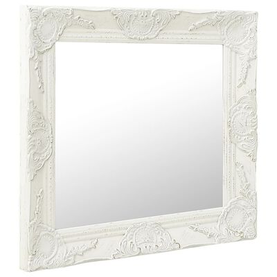 vidaXL Espelho de parede estilo barroco 60x60 cm branco