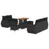 vidaXL Conjunto de Sof&aacute; de Jardim 8 pcs Preto vime PE