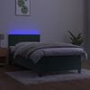 vidaXL Cama box spring c/ colch&atilde;o/LED 90x200 cm veludo verde-escuro