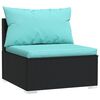 vidaXL 5 pcs conjunto lounge de jardim c/ almofad&otilde;es vime PE preto