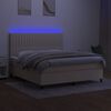 vidaXL Cama box spring c/ colch&atilde;o e LED 160x200 cm tecido cor creme
